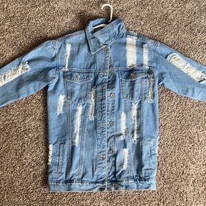 Distressed jean jacket